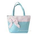 Handbag Supplier Simple Elegant Cotton PVC Coated Shopping Beach Bag or Promotional Gift Handbags With Big Butterfly Bow